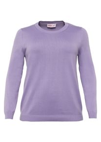 Große Größen Pullover aus Feinstrick mit Rundhalsausschnitt Gr. 56/58 lila von sheego für Damen