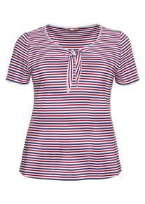 sheego by Joe Browns Große Größen Shirt geringelt und mit Schnürung am Ausschnitt Gr. 56/58 weiß von sheego für Damen