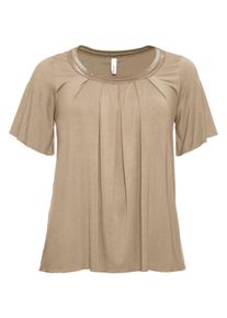 Große Größen Shirt in A-Linie mit dekorativer Blende, aus Viskose-Jersey Gr. 52/54 braun von sheego für Damen