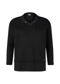 Tom Tailor Große Größen Langarmshirt im Lagenlook, mit V-Ausschnitt Gr. 44 schwarz für Damen