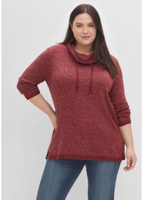 Große Größen Pullover mit weitem Kragen, in melierter Optik Gr. 44/46 rot von sheego für Damen