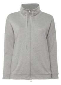 Große Größen Shirtjacke mit Stehkragen und Bindeband Gr. 56/58 grau von sheego für Damen