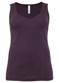 Große Größen Longtop in Rippqualität, mit weitem Ausschnitt Gr. 48 lila von sheego für Damen