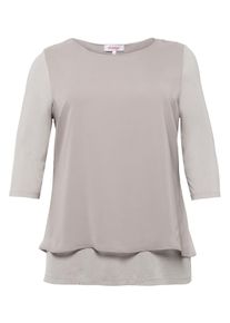 Große Größen Blusenshirt in leichter A-Linie mit Zipfelsaum Gr. 52/54 grau von sheego für Damen