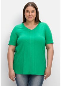 Große Größen T-Shirt mit gesteppter Falte vorn, aus Jersey Gr. 48/50 grün von sheego für Damen