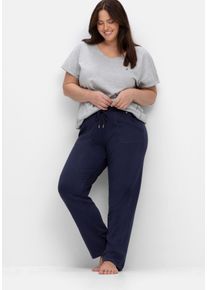 Große Größen Relaxhose in gerader Form, aus Interlock Gr. 52 blau von sheego für Damen