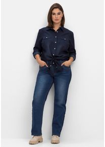 Große Größen Gerade Jeans in Curvy-Schnitt PIA mit Galonstreifen Gr. 54 blau von sheego für Damen