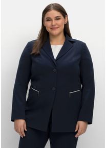 Große Größen Blazer mit Reißverschluss-Taschen Gr. 58 blau von sheego für Damen