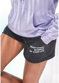 Buffalo Sweatshorts schwarz Gr. 32/34 für Damen. Mit Druck. Bequem. Nachhaltig.