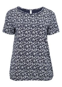 Große Größen T-Shirt mit Gummizugbund und Rundhalsausschnitt Gr. 52/54 blau bedruckt von sheego für Damen