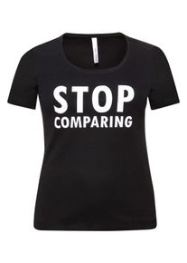 Sheego by Miyabi Kawai Große Größen T-Shirt mit Statement Gr. 56/58 schwarz von sheego für Damen