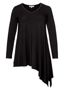 Große Größen Longshirt mit Zipfel Gr. 52/54 schwarz von sheego für Damen