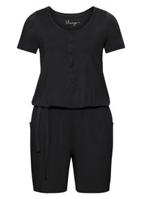 Große Größen Overall mit Bindeband und Gummizug Gr. 54 schwarz von sheego für Damen