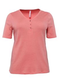 Große Größen BASIC T-Shirt in melierter Optik Gr. 52/54 rot von sheego für Damen