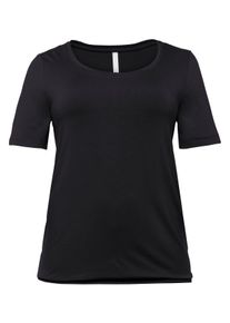 Große Größen BASIC T-Shirt aus Viskosequalität mit längerem Halbarm Gr. 48/50 schwarz von sheego für Damen