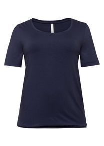 Große Größen BASIC T-Shirt aus Viskosequalität mit längerem Halbarm Gr. 56/58 blau von sheego für Damen
