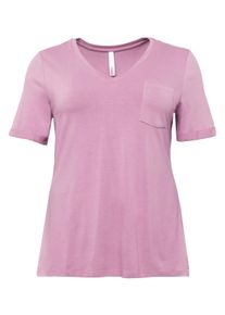Große Größen BASIC T-Shirt aus Viskosequalität mit V-Ausschnitt Gr. 44/46 rosa von sheego für Damen