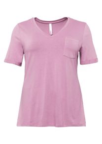 Große Größen BASIC T-Shirt aus Viskosequalität mit V-Ausschnitt Gr. 44/46 rosa von sheego für Damen
