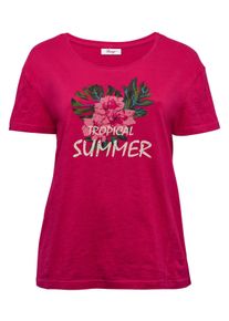 Große Größen T-Shirt mit tropischem Blumenfrontdruck Gr. 56/58 pink geblümt von sheego für Damen