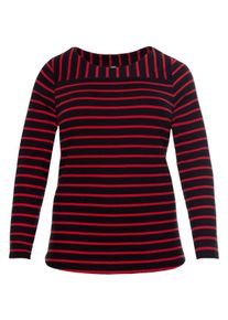 Große Größen Rippenshirt mit garngefärbten Ringeln Gr. 52/54 rot gestreift von sheego für Damen