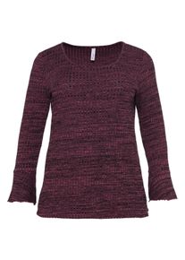 Große Größen Rippshirt mit Trompetenärmeln, zweifarbig gestrickt Gr. 48/50 rot von sheego für Damen