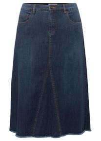 Große Größen Jeansrock mit Gummibund und Fransen am Saum Gr. 46 blau von sheego für Damen