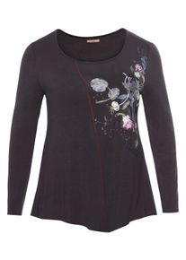 sheego by Joe Browns Große Größen Langarmshirt mit Ziersteinen Gr. 48/50 grau geblümt von sheego für Damen