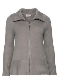 Große Größen Cardigan mit Troyer-Kragen Gr. 56/58 grau von sheego für Damen