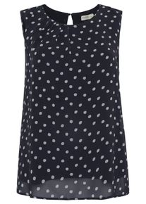 Große Größen Top mit Punkten, breiten Trägern und Schlitz Gr. 50 schwarz von sheego für Damen
