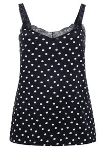 Große Größen Top mit Spaghettiträgern, Punkten und Spitze Gr. 48 schwarz von sheego für Damen