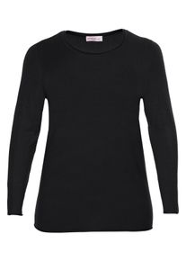 Große Größen BASIC Pullover mit Rollkanten an allen Abschlüssen Gr. 48/50 schwarz von sheego für Damen