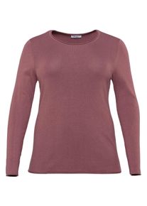 Große Größen BASIC Pullover mit Rollkanten an allen Abschlüssen Gr. 52/54 rot von sheego für Damen