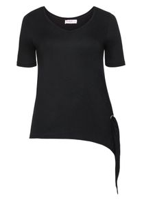 Große Größen Shirt mit V-Ausschnitt und Kurzarm Gr. 48/50 schwarz von sheego für Damen