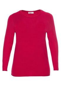 Große Größen BASIC Pullover mit Rollkanten an allen Abschlüssen Gr. 56/58 pink von sheego für Damen