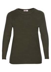 Große Größen BASIC Pullover mit Rollkanten an allen Abschlüssen Gr. 48/50 grün von sheego für Damen