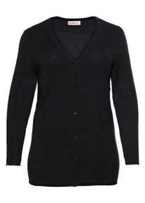 Große Größen Basic Cardigan mit Rollkanten an allen Abschlüssen Gr. 52/54 schwarz von sheego für Damen