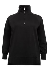 Große Größen Sweatshirt mit seitlichen Schlitzen Gr. 56/58 schwarz von sheego für Damen