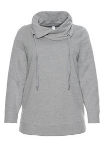 Große Größen BASIC Sweatshirt mit weitem Kragen Gr. 48/50 grau von sheego für Damen