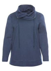 Große Größen BASIC Sweatshirt mit weitem Kragen Gr. 48/50 blau von sheego für Damen