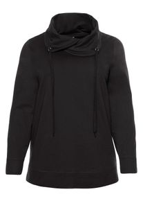Große Größen BASIC Sweatshirt mit weitem Kragen Gr. 48/50 schwarz von sheego für Damen