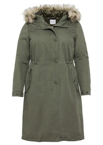 Große Größen Outdoorjacke mit Kapuze Gr. 54 grün von sheego für Damen