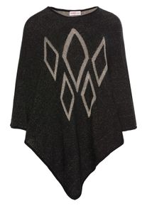 Große Größen Poncho in Zipfelform mit Strickmuster Gr. 3 schwarz von sheego für Damen