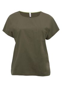 Große Größen Shirt im Materialmix mit verlängerter Rückenpartie Gr. 52/54 grün von sheego für Damen