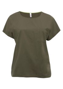 Große Größen Shirt im Materialmix mit verlängerter Rückenpartie Gr. 48/50 grün von sheego für Damen