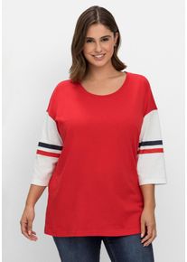 Große Größen Shirt mit 3/4-Arm, im College-Stil Gr. 56/58 rot von sheego für Damen