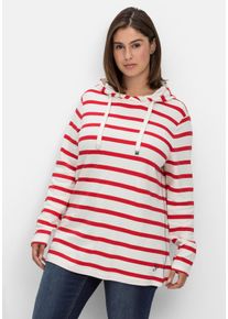 Große Größen Gestreiftes Langarmshirt mit Kapuze Gr. 40/42 beige gestreift von sheego für Damen