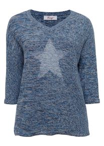 Große Größen Strickpullover mit eingestricktem Sternmotiv Gr. 44/46 blau meliert von sheego für Damen