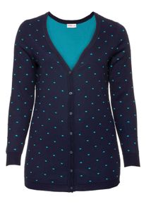 Große Größen Longcardigan im Pünktchen-Design Gr. 56/58 blau von sheego für Damen