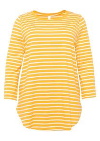 Große Größen Longshirt mit garngefärbten Ringeln Gr. 48/50 gelb von sheego für Damen