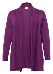 Große Größen Longcardigan mit Schalkragen Gr. 56/58 lila von sheego für Damen